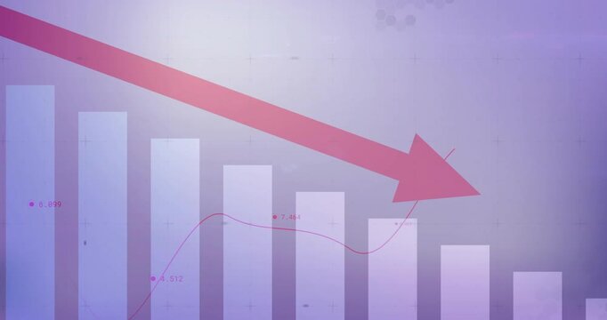 Animation of data processing over diagrams on purple background