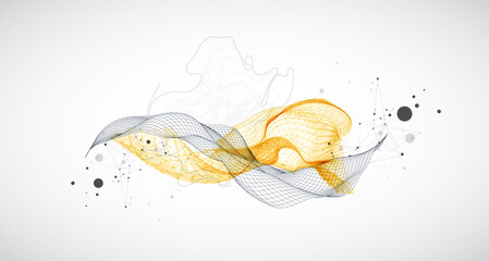 The abstract wave is made in a frame style. Template for science and technology presentation.