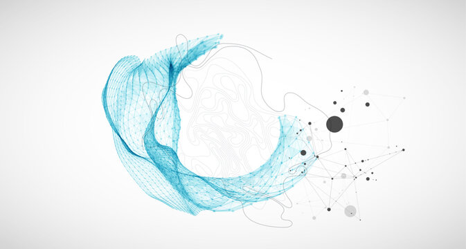 The abstract wave is made in a frame style. Template for science and technology presentation.