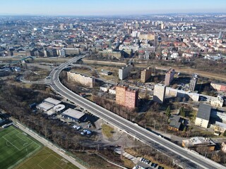 Fototapeta premium Aerial view of the city center of Ostrava, Czech Republic. Drone view of Ostrava.