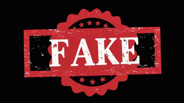 Fake Red Rubber Stamp Animation with Grunge Texture on Black Background