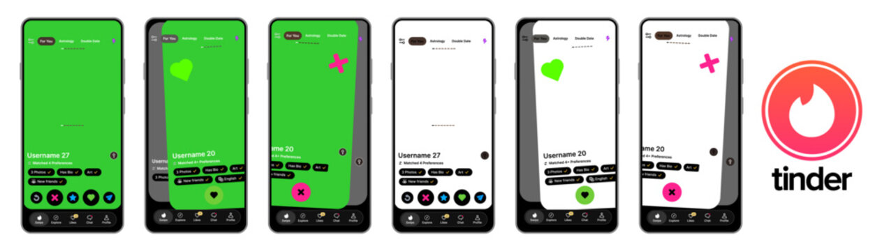 Tinder Mobile App UI &ndash; Swipe Interface & Dating Experience Design.