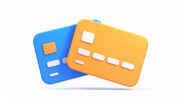 3D Payment Card Illustration with Minimal Design on White Background