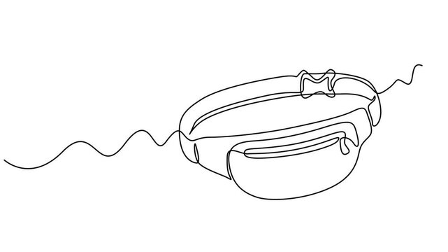 Fanny Pack Casual Style animation continuous one line drawing, full length animated single minimal style, Minimalist line art illustration of a modern fanny pack or waist bag,  Bag icon. Vector fanny.