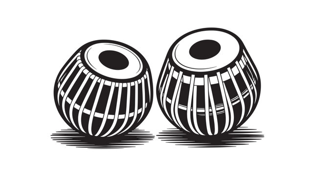Tabla drum pair black and white vector icon