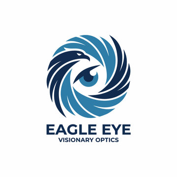 An eye-catching logo featuring a stylized eagle eye, embodying precision and clarity in optics, suitable for visionary enterprises and innovative brands in the optical field.