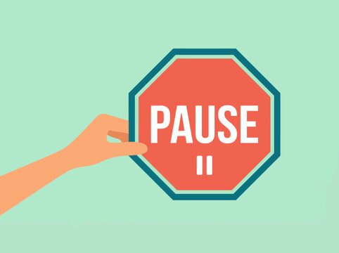 An eye-catching stop sign graphic displaying the word 'PAUSE', designed to draw attention and convey the importance of taking a break or halting for reflection.