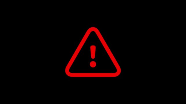 Warning, attention sign animation. signal, alert, risk, safety, danger, road warning sign symbol animation on black background