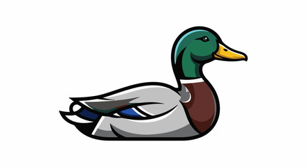 Obraz premium A stylized mallard duck with green head and brown chest