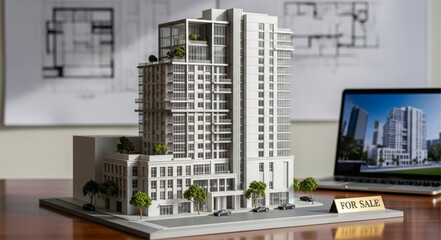 Fototapeta premium Model of modern high rise.