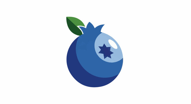 Stylized blueberry with a green leaf and star shape