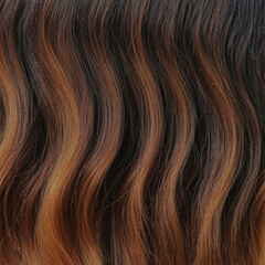 Fototapeta premium A close-up view of wavy brown hair with dark roots and lighter brown highlights