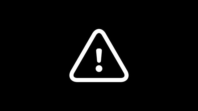 Warning, attention sign animation. signal, alert, risk, safety, danger, road warning sign symbol animation on transparent background with alpha channel
