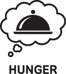 Fototapeta premium Thought bubble with food and hunger text icon