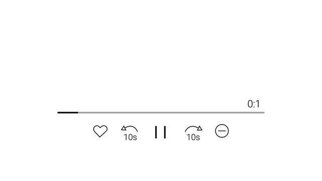 video player interface animation with play control and timer increase.