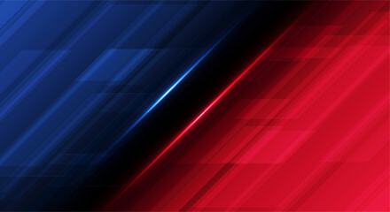 Obraz na płótnie Canvas Abstract blue and red diagonal lines with motion blur and light streak. Dynamic modern background suitable for technology, speed, and competition themes.
