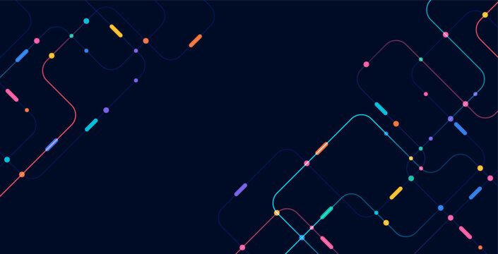 Circuit connect lines and dots. Network technology and Connection concept. Decentralized network nodes connections