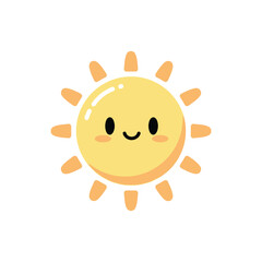 Obraz premium Smiling Sun Cartoon Character Face.