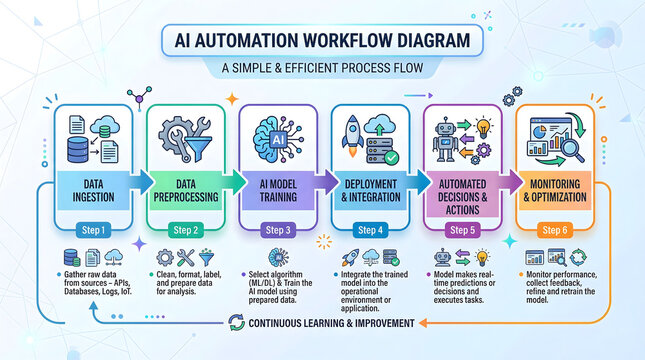Ai automation workflow diagram illustrating a simple and efficient process flow