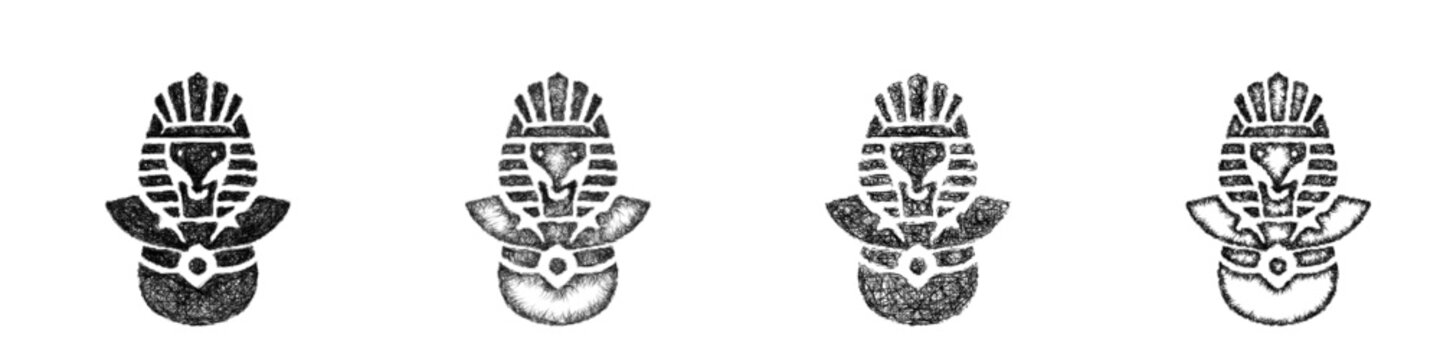 Sketch egyptian armor icon design set