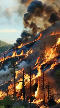 Forest fires burning brightly