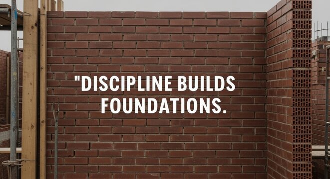 Discipline Builds Foundations quote on brick wall