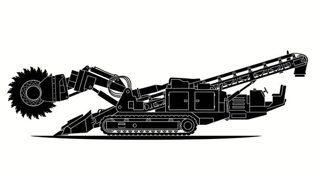 Heavy industrial trencher machine with rotating digging wheel and conveyor belt