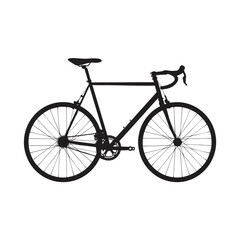 Fototapeta premium Road bike silhouette vector, black racing bicycle icon on white background, professional cycling equipment for triathlon and fitness sports