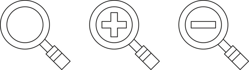 Obraz premium search icon . magnifying glass,search,icon,inspection,find,look,zoom,discovery,interface,symbol,element,tool,minimalist,object,graphic,simple,web,navigation,black-and-white,mark,outline,round,white ba