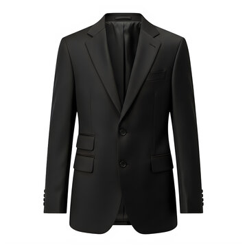 A black suit jacket on a white background isolated on transparent background