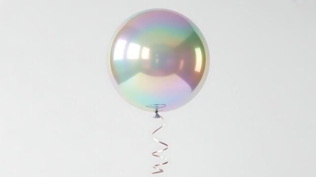 Joyful iridescent rainbow balloon for celebration with vibrant pastel color. single isolated object perfect for party or birthday design.