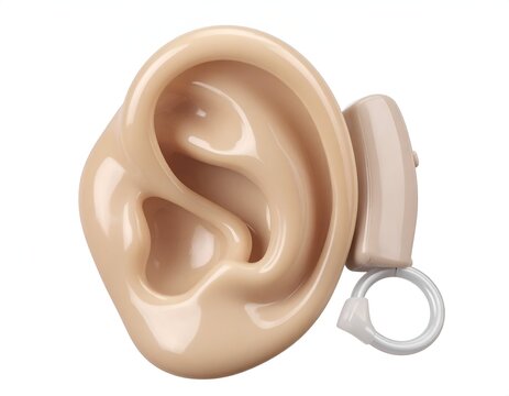 Realistic Ear Model with Hearing Aid for Medical Education.