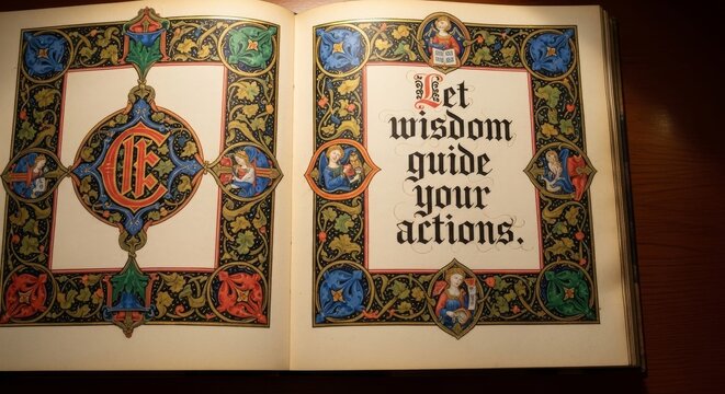 Medieval Illuminated Manuscript with Decorative Borders