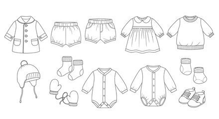 Naklejka premium Baby clothes and accessories laid out 11.