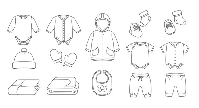 Baby clothes and accessories line art 6.