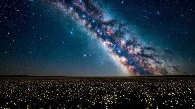 Under the night sky, the starry sky and ground lighting materials