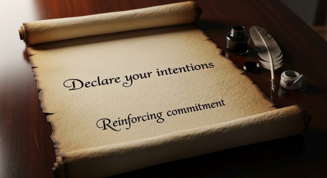 Old scroll with declaration of intentions and commitment