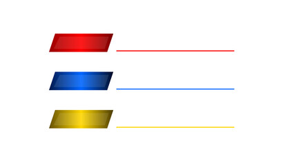 Fototapeta premium Colorful 3d rectangles with lines in red, blue, and yellow on transparent background