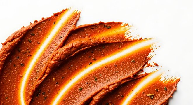 Slices of roasted meat with spices on a white background for food photography