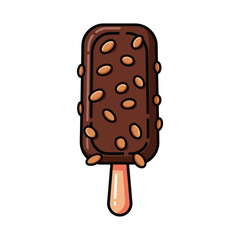 Fototapeta premium Chocolate Nut Ice Cream Bar Vector Illustration