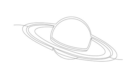 Minimalist Saturn Planet Drawing, Single Line Art, Cosmic Space Exploration © Ahmad
