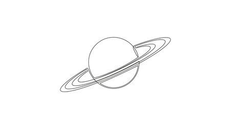 Minimalist Saturn Planet Outline Icon © Ahmad