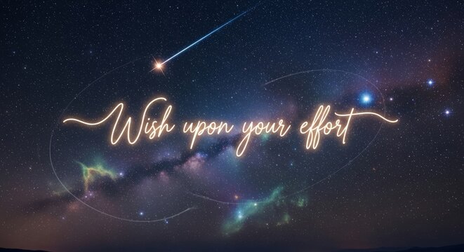 Shooting Star in a Starry Night Sky with Inspirational Text