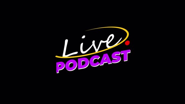 Animated Live Podcast Typography Transparent