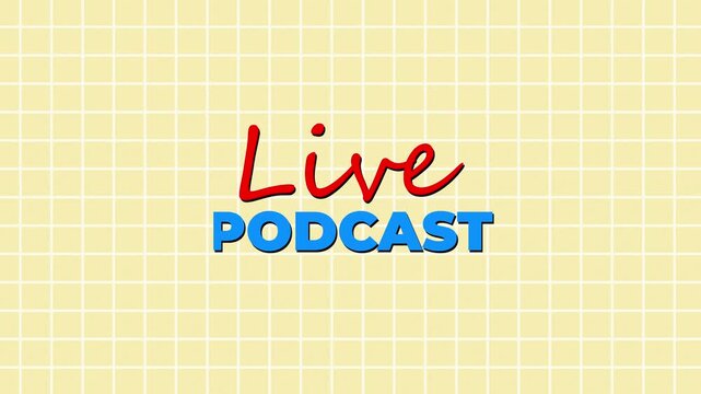 Live Podcast Text Animation on Grid Background