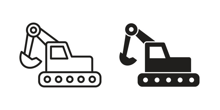 Excavator icon set, logo vector eps10