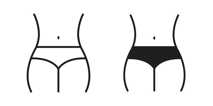 Female hips and waist icon set, logo vector eps10