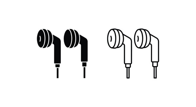 Black and white earbuds with jack plug Vector