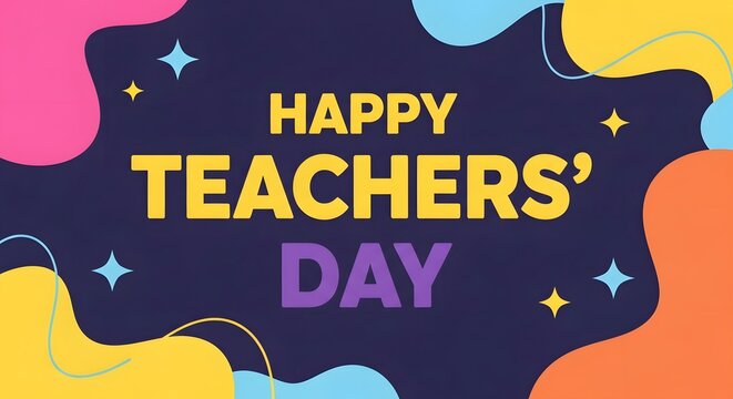 Happy teachers' day celebration background with colorful abstract shapes
