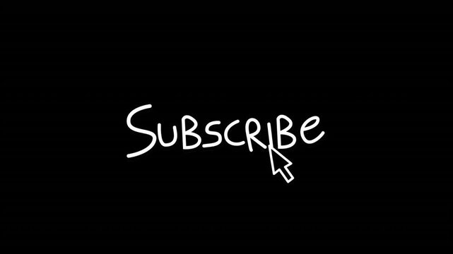 Animation of green shapes over subscribe text on black background